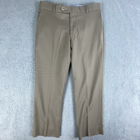 Ballin Pants Mens 32x28 Relaxed Straight Super 120s Wool Pleated Trousers Slacks